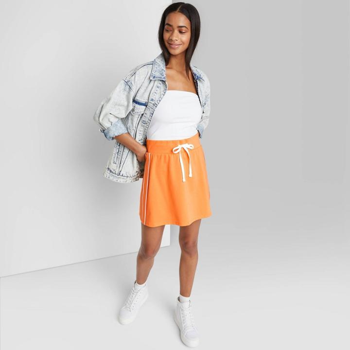 Women's Knit Tennis Mini A-line Skirt - Wild Fable Orange Sporty