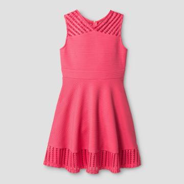 Girls' Zenzi Textured Knit Dress With Novelty Shoulders & Hem - Pink