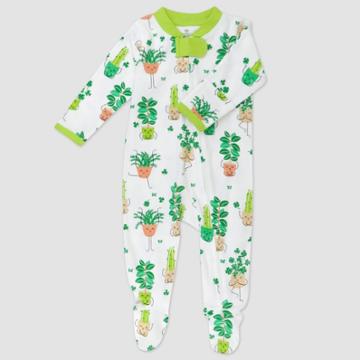 Honest Baby Organic Cotton Sleep N' Play - Newborn, Green/white