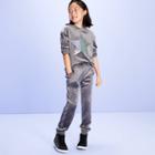 Girls' Velour Hood With Sequin - More Than Magic Gray