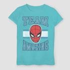 Girls' Marvel Spider-man Team Amazing Short Sleeve T-shirt - Aqua Blue