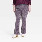 Women's Plus Size High-rise Corduroy Flare Pants - Knox Rose Purple Paisley