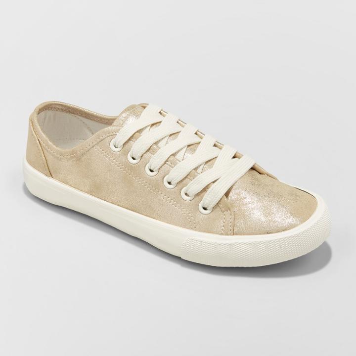 Women's Mary Metallic Lace Up Sneakers - Universal Thread Gold