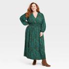 Women's Plus Size Long Sleeve A-line Dress - Knox Rose Assorted Greens