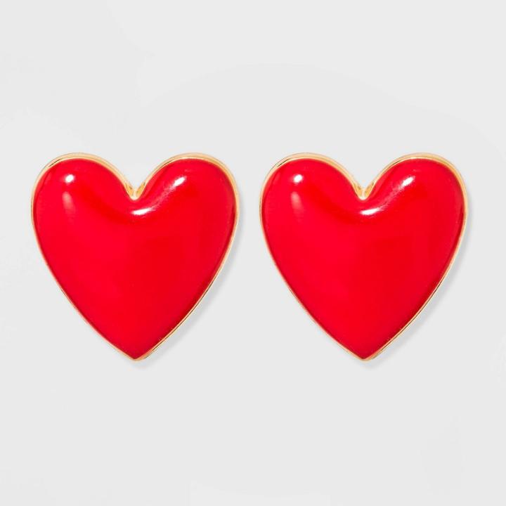 Target Sugarfix By Baublebar Enamel Heart Stud Earrings - Red, Women's