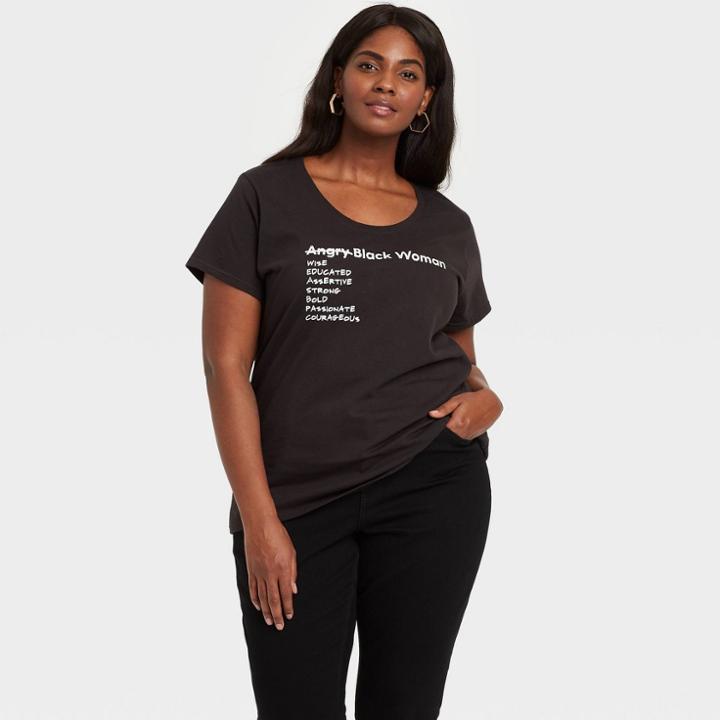 Ev Black History Month Black History Month Women's Plus 'angry Black Woman' Short Sleeve T-shirt - Black