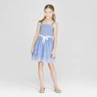 Girls' Embroidered Scallop A Line Dress - Cat & Jack Chambray