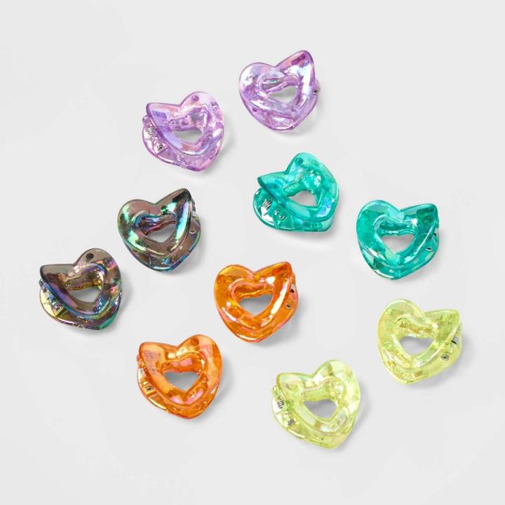 Heart Mini Claw Hair Clips 10pk - Wild Fable Multicolor Brights