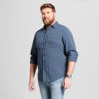 Men's Big & Tall Striped Standard Fit Long Sleeve Denim Button-down Shirt - Goodfellow & Co Jamestown Blue