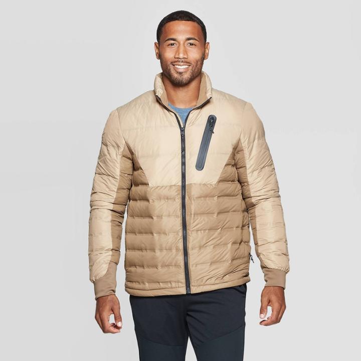Men's Lightweight Puffer Jacket - C9 Champion Midway Brown/sand Pepper Khaki Xl, Midway Brown/brown Pepper Green