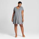 Women's Plus Size Cross Front T-shirt Dress - Ava & Viv Heather Gray