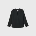 Women's Plus Size Long Sleeve Essential Popover Blouse - Ava & Viv Black X