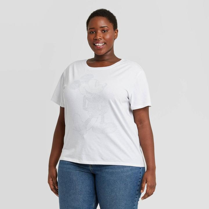 Women's Disney Classic Mickey Plus Size Short Sleeve Graphic T-shirt - White