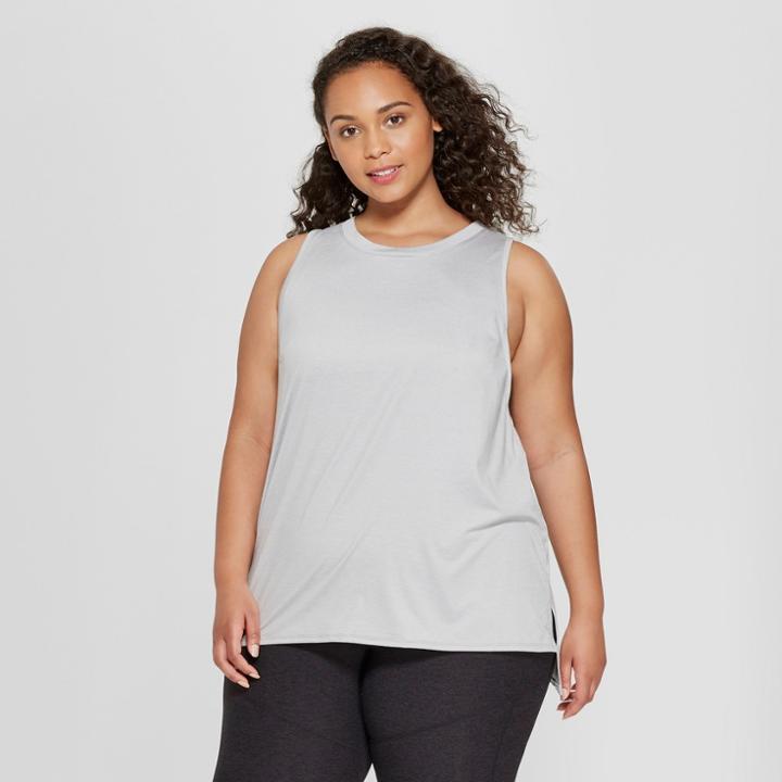 Women's Plus Size Muscle Tank Top - Joylab Gray Heather