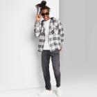 Adult Woven Checked Hooded Button-down Shirt - Original Use Ivory