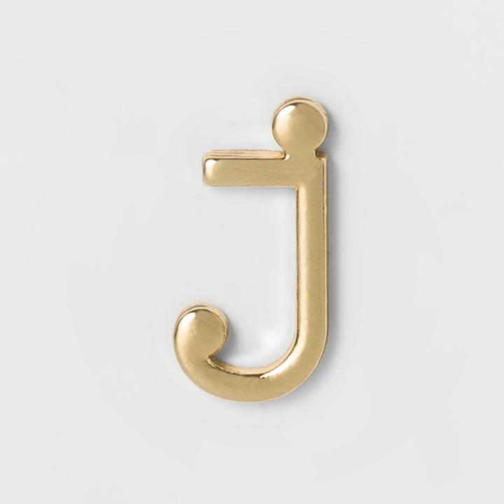 Target Women's Fashion Stick On Pin Letter J - Gold, Bright Gold Initial
