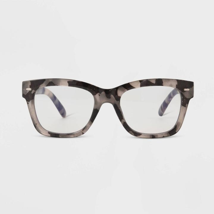 Women's Tortoise Print Gloss Plastic Square Blue Light Filtering Glasses - Universal Thread Cream