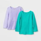 Toddler Girls' Adaptive 2pk Long Sleeve T-shirt - Cat & Jack Purple/green 2t, Green/purple
