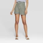 Women's Regular Fit Mid-rise Belted Shorts - A New Day Olive (green)