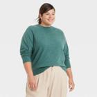 Women's Plus Size Crewneck Light Weight Pullover Sweater - A New Day Teal