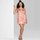 Women's Plus Size Notch Slip Dress - Wild Fable Pink Floral