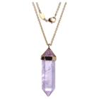 Prime Art & Jewel 18k Gold Over Fine Silver Plated Bronze Genuine Cape Amethyst Chakra Point Necklace - 24 + 2 Extender, Girl's