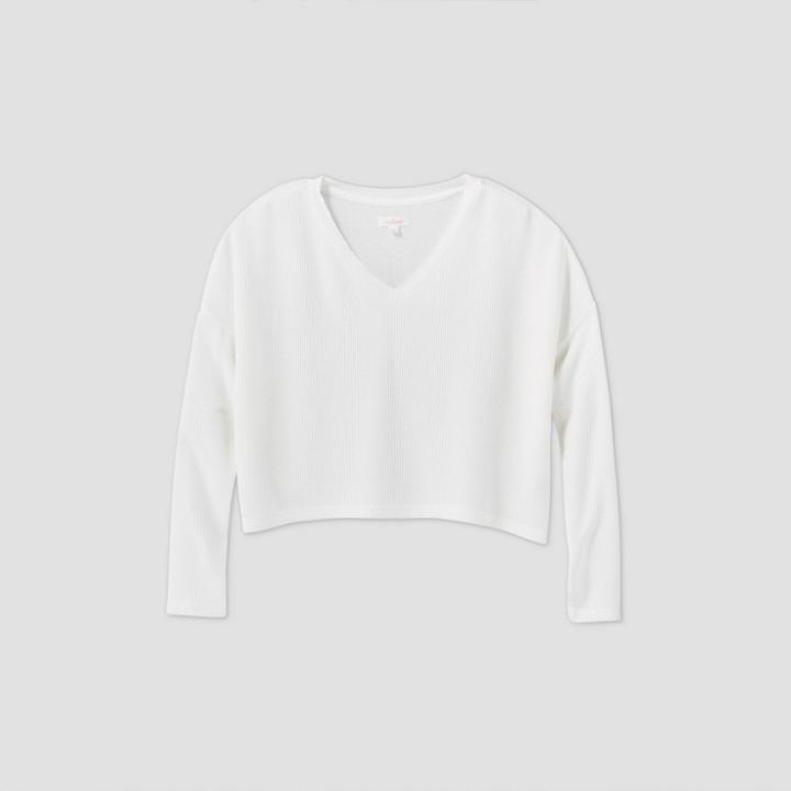 Women's V-neck Lounge Sweatshirt - Colsie White