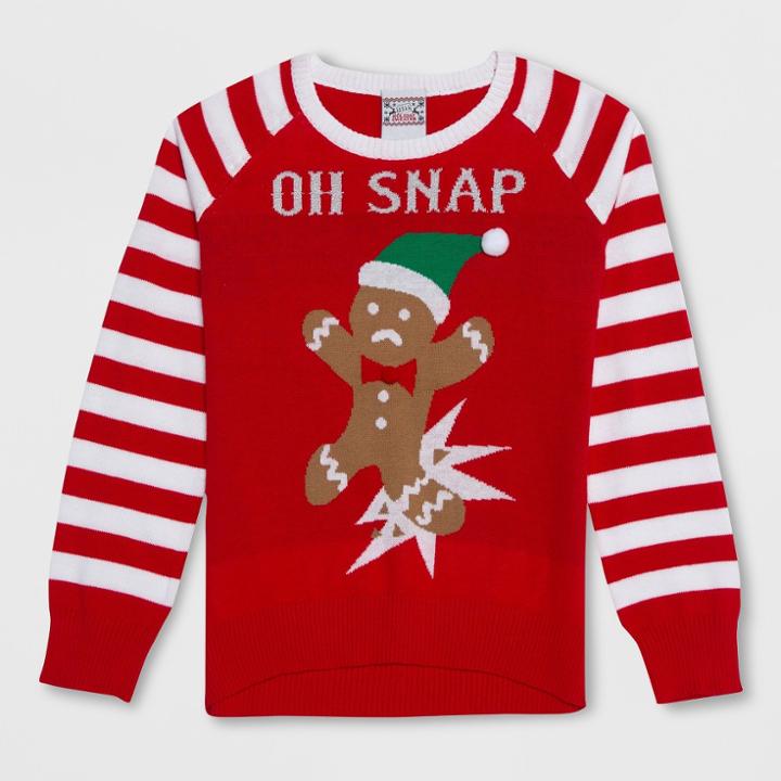 Well Worn Girls' 'oh Snap' Gingerbread Man Sweater - Red
