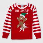 Well Worn Girls' 'oh Snap' Gingerbread Man Sweater - Red