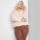 Women's Plus Size Half-zip Sherpa Pullover - Wild Fable Cream