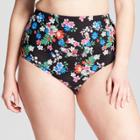 Costa Del Sol Women's Plus Size Floral Scallop High Waist Bikini Bottom - Black