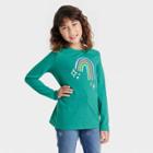 Girls' 'rainbow' Long Sleeve Graphic T-shirt - Cat & Jack Green