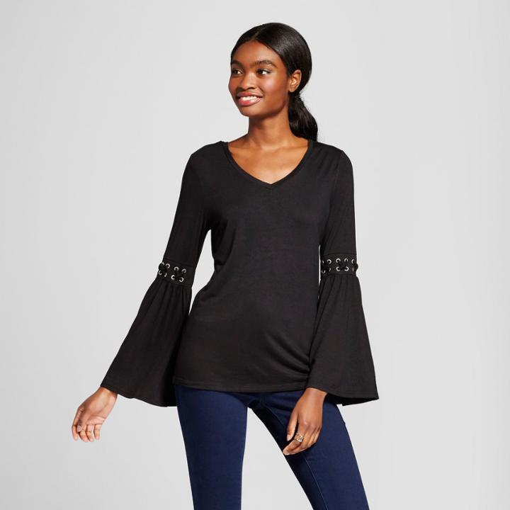 Women's Bell Sleeve Top - Alison Andrews Black