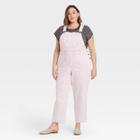 Women's Plus Size High-rise Raw Hem Taper Denim Cropped Overalls - Universal Thread Purple