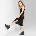 Women's Sleeveless V-neck Button-front Knit Midi Dress - Wild Fable Black