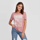 Bioworld Women's Generic Edward Munch The Scream Art Short Sleeve Graphic T-shirt (juniors') - Mauve Xs, Adult Unisex, Pink