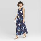 Women's Floral Print Sleeveless V-neck Maxi Dress - A New Day Navy
