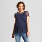 Maternity Polka Dot Short Sleeve Mesh T-shirt - Macherie Navy M, Women's, Blue