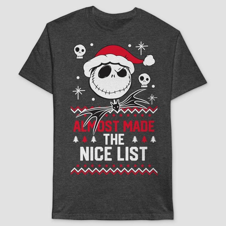 Men's The Nightmare Before Christmas Short Sleeve Graphic T-shirt - Charcoal Gray