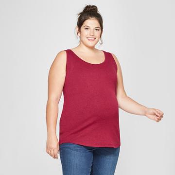 Maternity Plus Size Scoop Neck Tank - Isabel Maternity By Ingrid & Isabel Red Heather 2x, Women's, Dark Red Heather