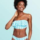 Women's Ruffle Striped Bandeau Bikini Top - Stoney Clover Lane X Target Blue D/dd Cup