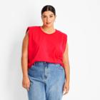 Women's Plus Size Sleeveless Cut-out Back Knit T-shirt - Future Collective With Kahlana Barfield Brown Red