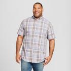 Men's Big & Tall Plaid Short Sleeve Button-down Shirt - Goodfellow & Co Misty Blue
