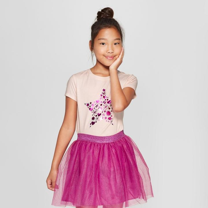 Girls' Short Sleeve Star Graphic T-shirt - Cat & Jack Blush