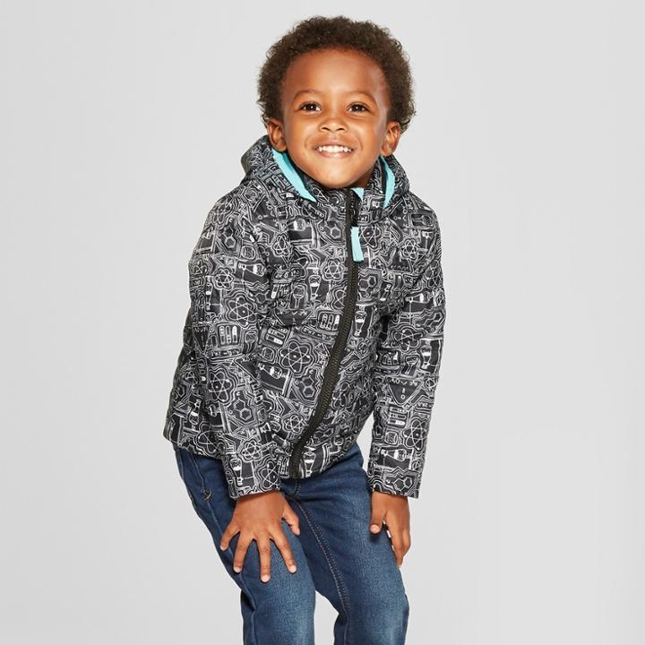 Toddler Boys' Midweight Puffer Jacket - Cat & Jack Black