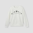 Girls' Oversized Graphic Crewneck Sweatshirt - Art Class White