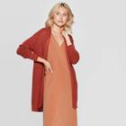 Women's Long Sleeve Open Layer Cardigan - A New Day Rust (red)