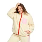 Women's Plus Size Contrast Pocket Sherpa Jacket - Lego Collection X Target Cream