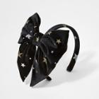Girls' Velvet Tail Bow Headband With Glitter Stars - Cat & Jack Black