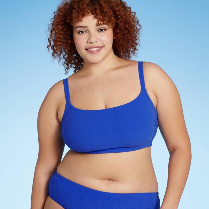 Juniors' Plus Size Terry Bralette Bikini Top - Xhilaration Blue